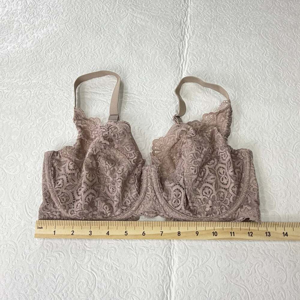 Bravissimo Lace Underwired Balconette Bra Sheer Floral Rose Taupe 32H LN566BLP